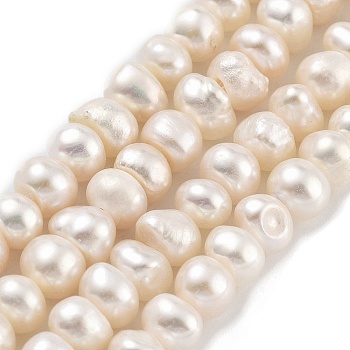 Natural Cultured Freshwater Pearl Beads Strands, Grade 3A+, Rondelle, PapayaWhip, 5~5.5mm, Hole: 0.7mm, about 43pcs/strand, 7.09~ 7.28 inch(18~18.5cm)