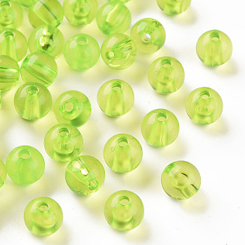 Transparent Acrylic Beads, Round, Yellow Green, 8x7mm, Hole: 2mm