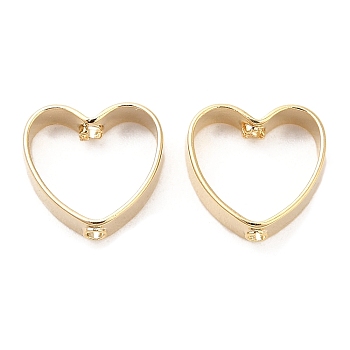 Rack Plating Brass Bead Frame, Cadmium Free & Lead Free, Heart, Real 24K Gold Plated, 9x9.5x3mm, Hole: 1.2mm