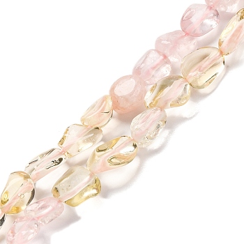 Natural Rose Quartz & Lemon Quartz Beads Strands, Nuggets, Tumbled Stone, 5~14x4~10x4~8mm, Hole: 0.8~1mm, about 45~59pcs/strand, 15.75~16.34 inch(40~41.5cm)