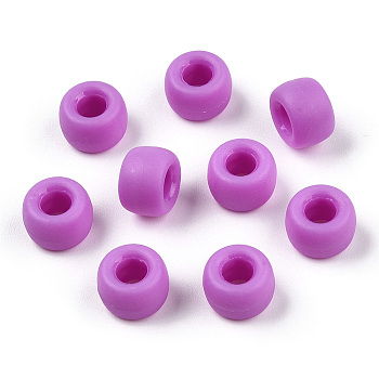 Opaque Plastic Beads, Frosted, Barrel, Medium Orchid, 9x6mm, Hole: 3.8mm, about 1900pcs/500g