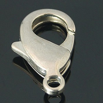 Brass Lobster Claw Clasps, Parrot Trigger Clasps, Lead Free & Nickel Free & Cadmium Free, Platinum, 19x10x4mm, Hole: 2mm