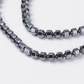 Non-Magnetic Synthetic Hematite Beads Strands, Hematite Plated, 4x4mm, Hole: 0.8mm, about 100pcs/strand, 15.7 inch