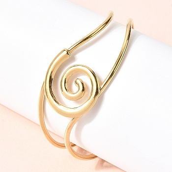 304 Stainless Steel Cuff Bangles for Women, Vortex, Real 18K Gold Plated, Inner Diameter: 1.85x2.46 inch(4.7x6.25cm)