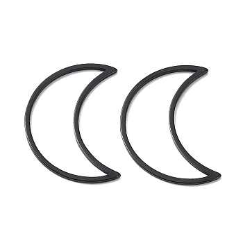 Ion Plating(IP) 304 Stainless Steel Linking Rings, for Jewelry Making, Moon, Black, 25x17.5x0.8mm, Inner Diameter: 23x8.5mm