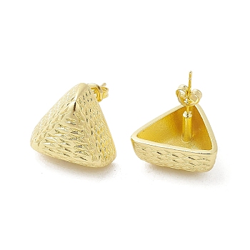Brass Stud Earrings, Triangle, Real 18K Gold Plated, 17.5x18.5mm