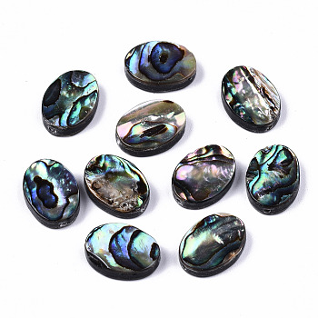 Natural Abalone Shell/Paua Shell Beads, Oval, Colorful, 14.5x10.5x3.5mm, Hole: 1mm