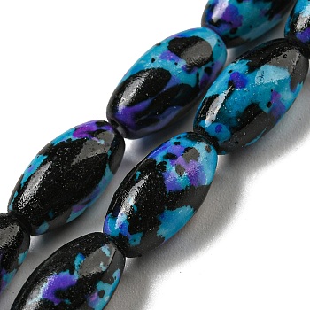 Spray Painted Synthetic Turquoise Beads Strands, Oval, Dark Turquoise, 12x6.5mm, Hole: 1.2~1.4mm, about 33pcs/strand, 15.55~15.75''(39.5~40cm)
