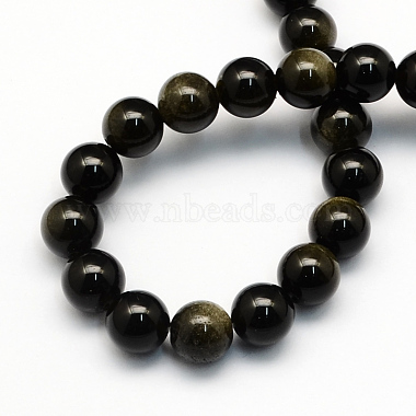 Natural Golden Sheen Obsidian Round Beads Strands(X-G-S157-6mm)-2