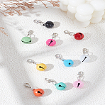 10Pcs 10 Colors Brass Bell Charms Pendant Decorations, with Lobster Claw Clasps, Mixed Color, 30mm, 1pc/color(HJEW-LP0002-60)