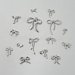 Tibetan Style Alloy Pendants, Bowknot Charms, Antique Silver, 11~46.5x12~42.5x2~6.5mm, Hole: 1.2~3mm, 15pcs/set(FIND-WH0750-193)