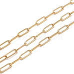 304 Stainless Steel Paperclip Chains, with Spool, Soldered, PVD Vacuum Plating, Real 18K Gold Plated, 10x3.5x0.7mm, 10.93 yards(10m)/roll(CHS-D033-06G-02)