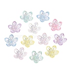 Transparent Plastic Bead Caps, 5-Petal Flower, AB Color Plated, Mixed Color, 11.5x12x3.5mm, Hole: 1.5mm, about 3845pcs/500g(KY-N025-37)