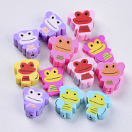 Handmade Polymer Clay Beads, Monkey, Mixed Color, 9~11x9~11x4~5mm, Hole: 1.6mm(CLAY-S093-23)