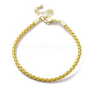 Polyester Cord Braided Bracelet Makings, with Stainless Steel Claw Lobster Clasps, Brass Findings, Long-Lasting Plated, Gold, 7-3/8 inch(18.8cm)(MAK-Z003-01G-08)