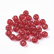 (Autumn Aesthetic Big Sale), Czech Glass Beads, with Gold Wash, Pumpkin/Round Melon, Dark Red, 8mm, Hole: 0.8mm, about 140pcs/bag, 95~100g/bag(GLAA-L025-B02)