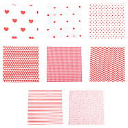 Valentine's Day Pattern Cotton Fabric, for Patchwork, Sewing Tissue to Patchwork, Square, Red, 50.1x50.1x0.01cm, 8pcs/bag(DIY-WH0181-76)
