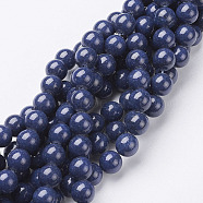 Natural Mashan Jade Round Beads Strands, Dyed, Midnight Blue, 8mm, Hole: 1mm, about 51pcs/strand, 15.7 inch(X-G-D263-8mm-XS09)