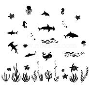 PVC Wall Stickers, for Wall Decoration, Sea Animals, 300x900mm, 2 styles, 1pc/style, 2pc/set(DIY-WH0377-065)