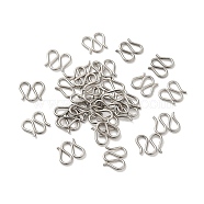 304 Stainless Steel S-hook Clasps, M Clasps, Stainless Steel Color, 7.5x8.5x1mm(STAS-P336-01P)