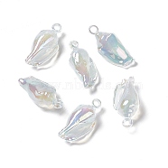 UV Plating Acrylic Pendants, with Glitter Powder, AB Color, Conch Charm, Light Green, 33x15x11.5mm, Hole: 3mm(PACR-M003-09E)