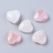 Natural Rose Quartz/White Jade Heart Love Stone, Pocket Palm Stone for Reiki Balancing, 25~26x25x10.5~13mm(G-L533-24)