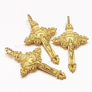 Alloy Pendants, For Easter, Cadmium Free, Nickel Free and Lead Free, Crucifix Cross Pendant, Golden Color, 50x28x3mm, Hole: 3mm(X-PALLOY-A13009-G-NR)
