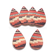 Printed Iron Pendants, teardrop, Light Gold, Colorful, 27.5x17.8x0.4mm, Hole: 1.4mm(IFIN-L028-F07)
