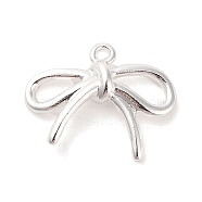 Brass Charms, Bowknot, 925 Sterling Silver Plated, 14.5x19x3.5mm, Hole: 1.5mm(KK-G491-62S)