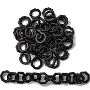 Opaque Spray Painted Acrylic Linking Rings, Quick Link Connectors, for Cable Chains Making, Frosted, Octagon, Black, 25.5x25.5x5.5mm, Inner Diameter: 16x16mm, about: 260pcs/500g(OACR-S021-26A-C01)