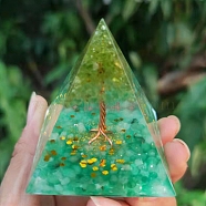 Orgonite Pyramid Resin Energy Generators, Reiki Prehnite
& Green Aventurine Chips Tree of Life for Home Office Desk Decoration, 50mm(PW-WG49246-01)