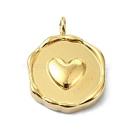 Ion Plating(IP) 304 Stainless Steel Pendants, Real 18K Gold Plated, Flat Round Charm, Heart, 16.5x12.5x2.5mm, Hole: 1.5mm(STAS-B058-23G-03)