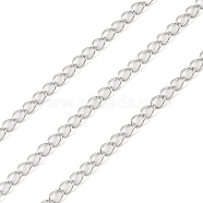 Rhodium Plated 925 Sterling Silver Curb Chains, Soldered, Platinum, 4x2.8x1.3mm(STER-E072-01P-02)