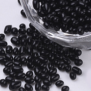 Plated Glass Seed Beads, For Nail Art Decoration, No Hole/Undrilled, Chip, Black, 1~4x1~1.5x1~1.5mm, about 450g/bag(SEED-Q030-C-03)