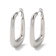 304 Stainless Steel Hoop Earrings for Women, Oval, Stainless Steel Color, 47x6mm(EJEW-Z026-33P)