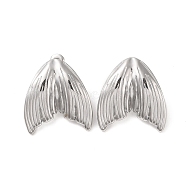 Mermaid Tail 304 Stainless Steel Stud Earrings for Women, Stainless Steel Color, 27x26mm(EJEW-L272-004P)
