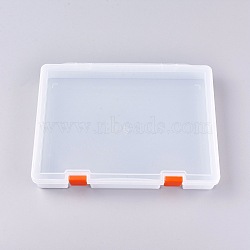 Rectangle Polypropylene(PP) Bead Storage Containers Box, with Hinged Lids, for Small Items and Other Craft Projects, Clear, 25.3x19x3.9cm(CON-K004-06B)
