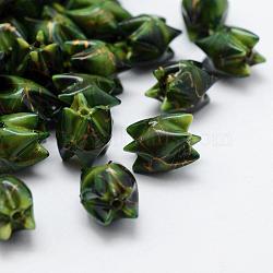 Drawbench Acrylic Beads, Spray Painted, Dark Green, 11x9mm, Hole: 1mm, about 1100pcs/500g(MACR-K331-26D)