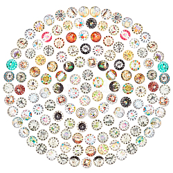 PandaHall Elite 1 Bag Printed Picture Glass Cabochons, Half Round/Dome, Clock Series, Mixed Color, 12mm, 140pcs/bag(GGLA-PH0001-23)