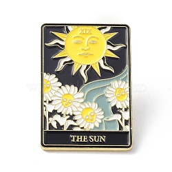 Fashion Tarot Card Enamel Pin, Alloy Brooch, Golden, The Sun XIX, 30.5x21x10mm, Pin: 1mm(JEWB-P008-J04)