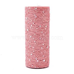 Glitter Sequin Deco Mesh Ribbons, Tulle Fabric, for Wedding Party Decoration, Skirts Decoration Making, Pink, 6 inch(150mm), 10yards/roll(OCOR-K004-A12)