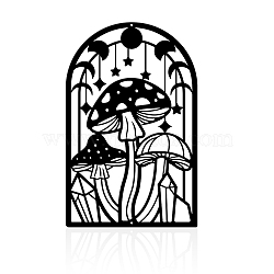 Iron Wall Art Decorations, for Front Porch, Living Room, Kitchen, Matte Style, Arch, Mushroom Pattern, 300x193x1mm(HJEW-WH0067-064)