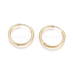 Ion Plating(IP) 304 Stainless Steel Huggie Hoop Earrings, Hypoallergenic Earrings, with 316 Surgical Stainless Steel Pin, Golden, 12 Gauge, 20x2mm, Pin: 1mm(X-EJEW-F111A-20mm-G)