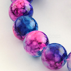 Baking Painted Glass Bead Strands, Round, Deep Pink, 8mm, Hole: 1mm, about 104pcs/strand, 31.5 inch(X-DGLA-Q014-8mm-05A)