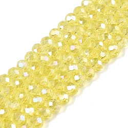 Electroplate Glass Beads Strands, AB Color Plated, Faceted, Rondelle, Champagne Yellow, 4x3mm, Hole: 0.4mm, about 113~115pcs/strand, 16.14~16.34 inch(41~41.5cm)(EGLA-A044-T4mm-B29)