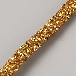 Glass Rhinestone Rubber Cord, for DIY Craft, Gold, 1/4 inch(7mm)(DIY-TAC0026-07A)