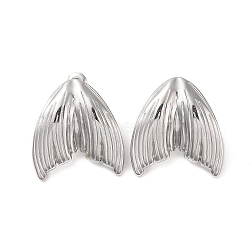 Non-Tarnish Mermaid Tail 304 Stainless Steel Stud Earrings for Women, Stainless Steel Color, 27x26mm(EJEW-L272-004P)