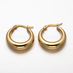 Ring 304 Stainless Steel Hoop Earrings, Hypoallergenic Earrings, Golden, 24x23x7mm, Pin: 1x0.5mm(EJEW-O032-13)