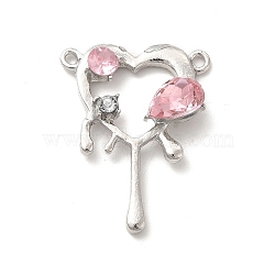 Alloy Cubic Zirconia 2-Loop Pendants, with Crystal Rhinestone, Melting Heart Charm, Platinum, 32x24x6mm, Hole: 1.6mm(ALRI-K050-01P)
