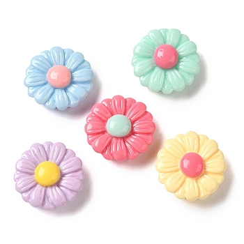 Opaque Resin Decoden Cabochons, Flower, Mixed Color, 19x19x8mm